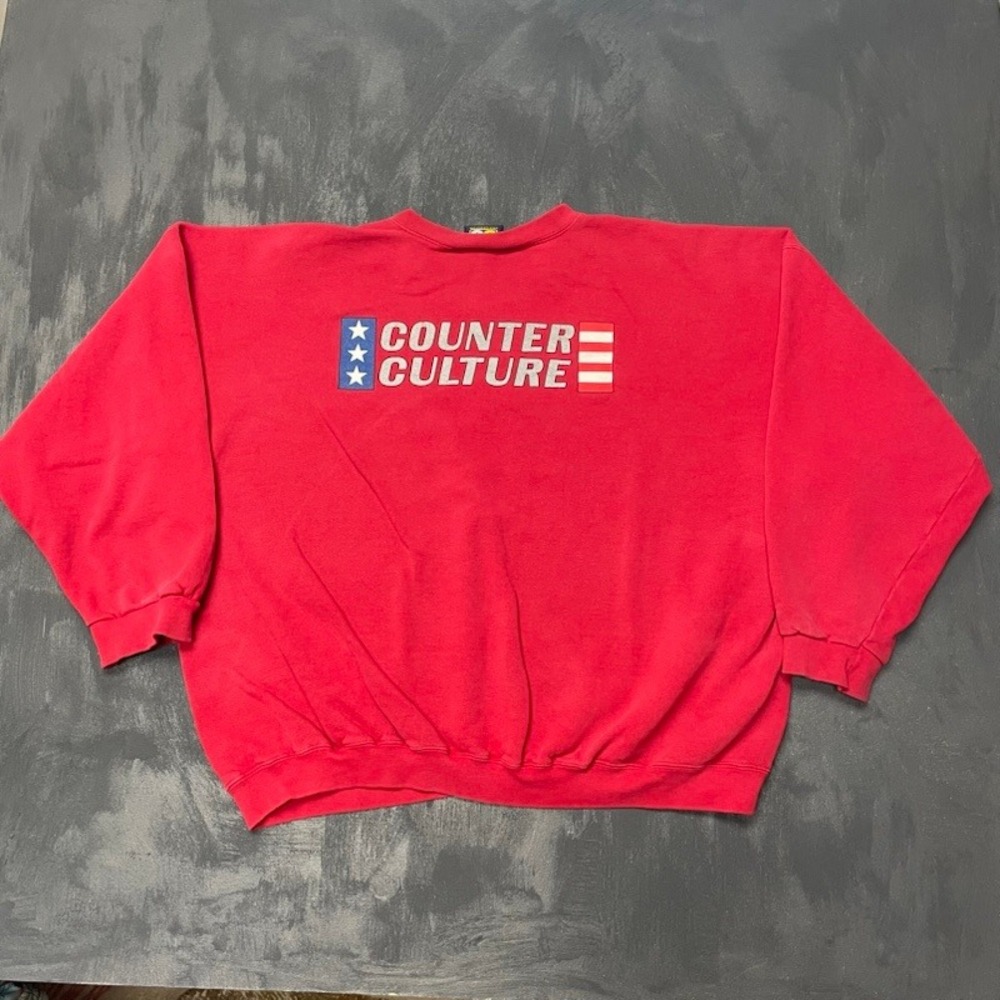 Vintage Counter Culture Graphic Sweatshirt Mens 2XL Red 1990s Counter Culture